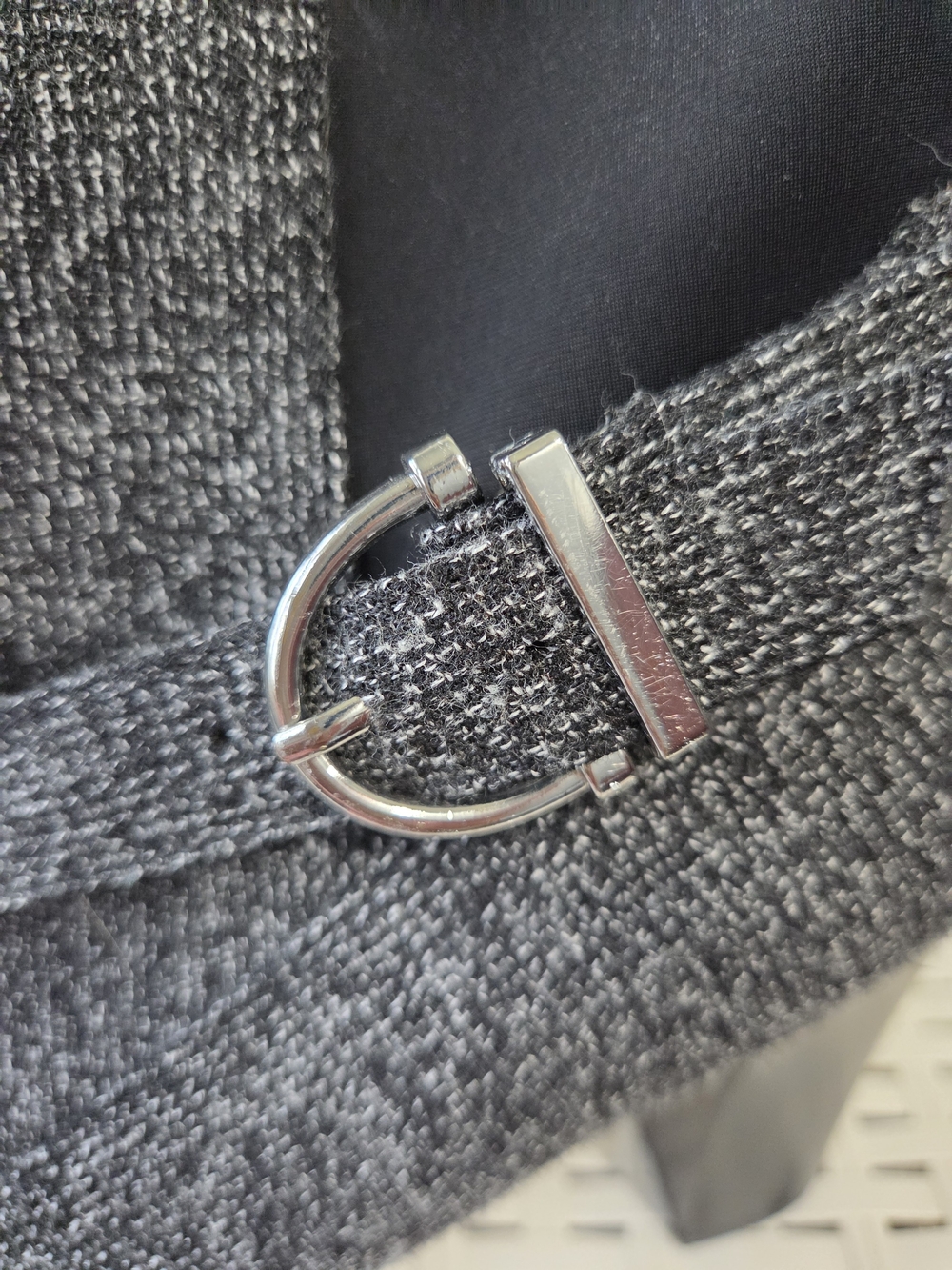 Women's Gray Tweed Ankle Boot with Silver Buckle - Picture 3 of 8